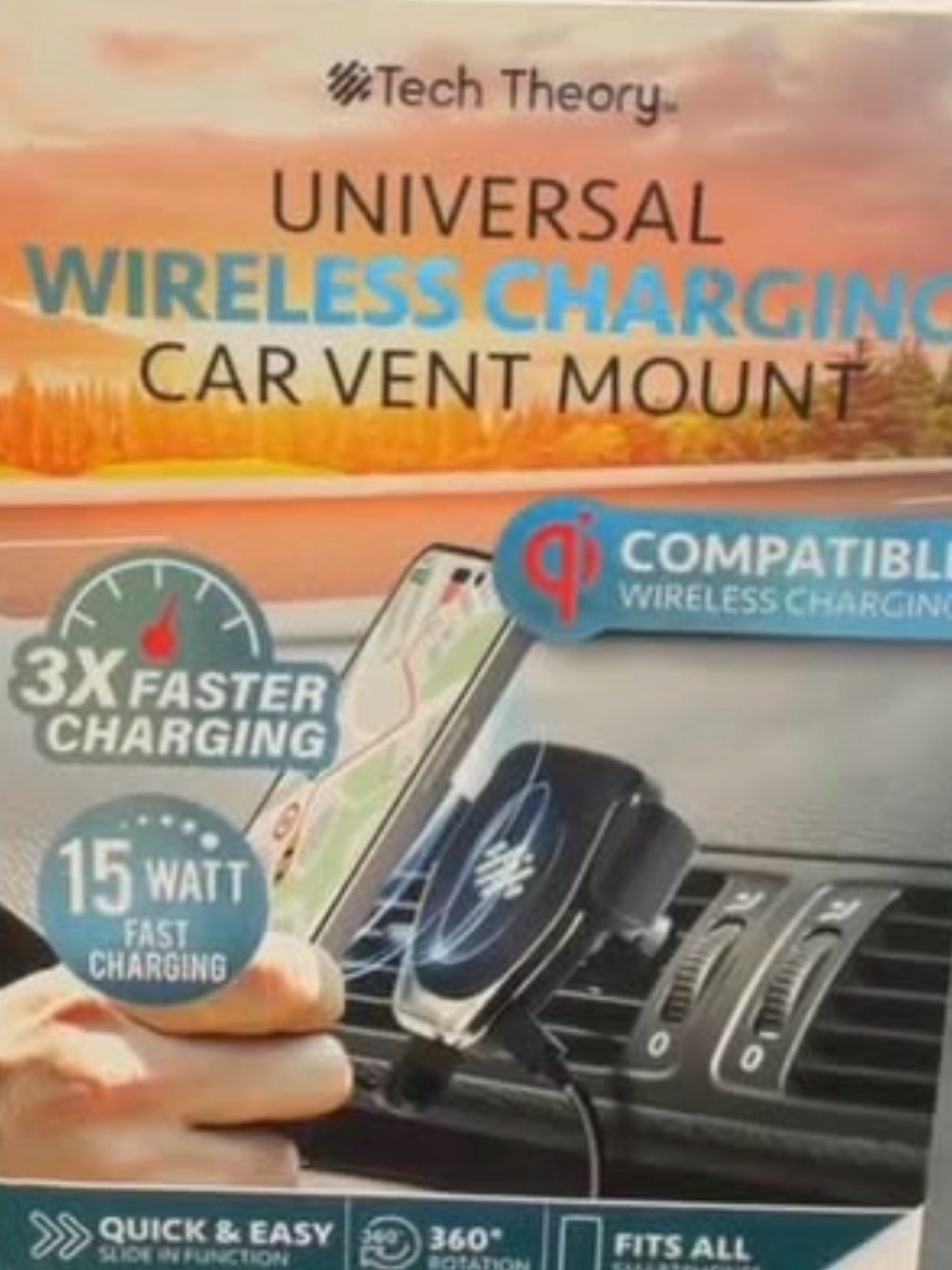 Theory Black Wireless Qi Car Vent Charger Mount
